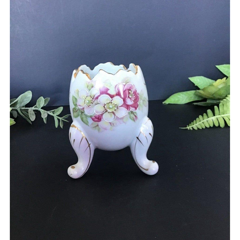 Vintage Inarco Porecelin Footed Egg Vase Dogwood Flower